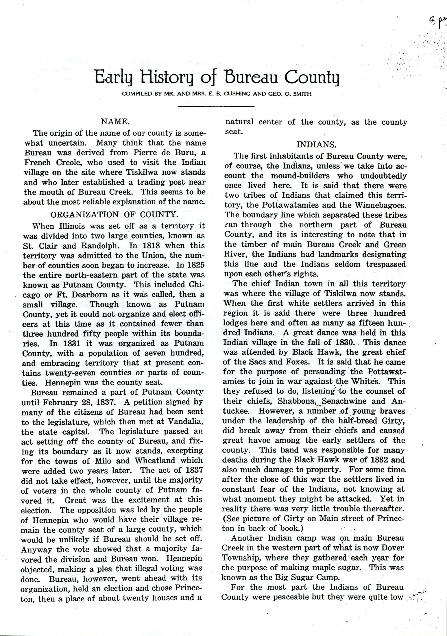 Early History of Bureau County
