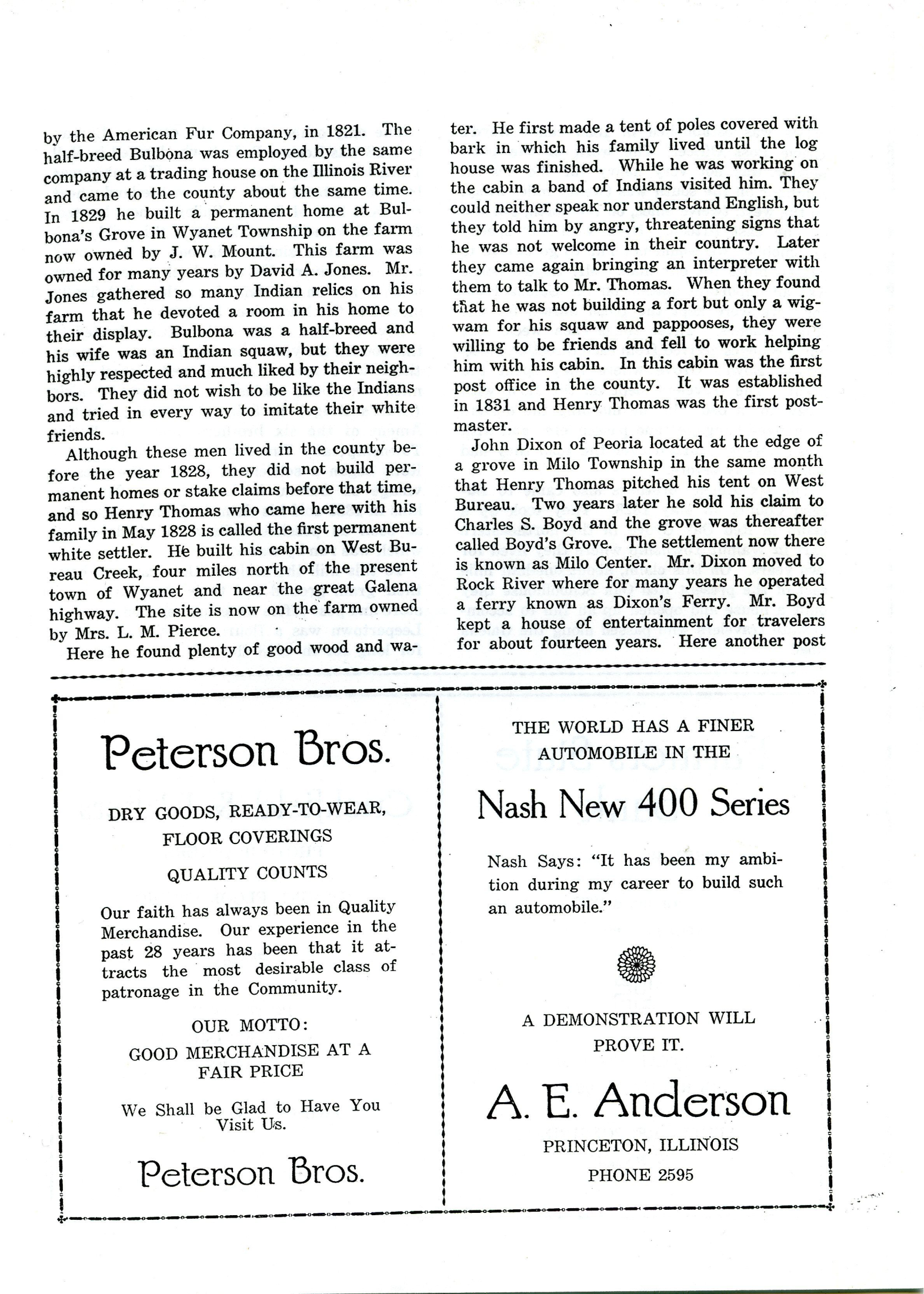 Early History of Bureau County