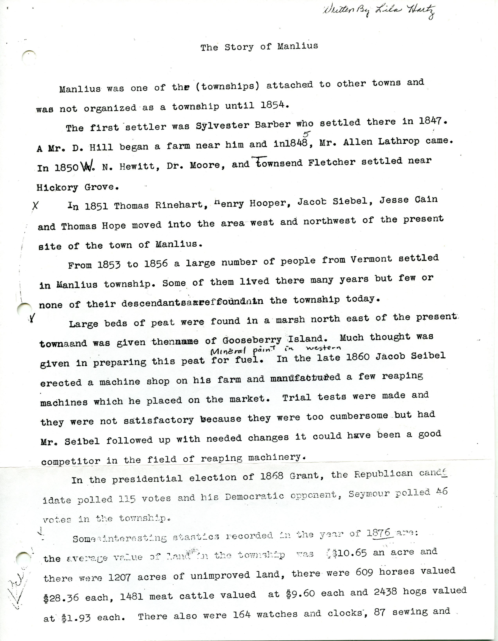Album 4 EARLY HISTORY OF MANLIUS TOWNSHIP
